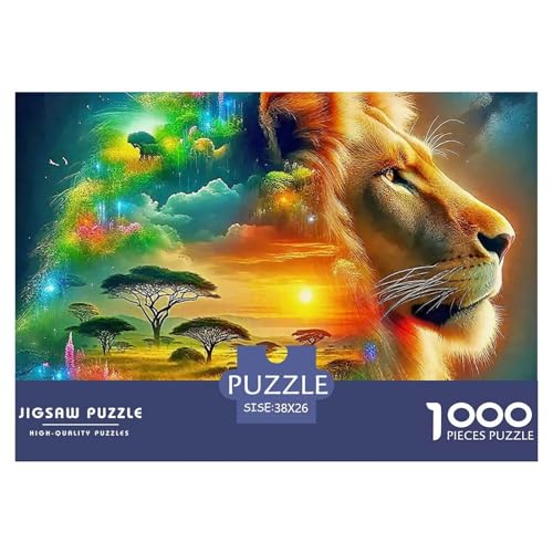 Löwen 1000 Teile Puzzle Farbenfrohes Puzzle Für Erwachsene Und Kinder Mächtige Tiere Geschenke Für Frauen,Geschenke Für Männer 1000-teilige Puzzles38x26cm/1000pcs von JCOUSDAEO