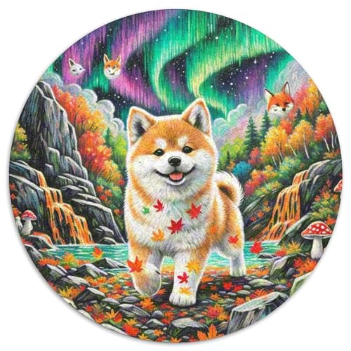 Miniatur Akita ​ 1000 Jigsaw Puzzles Presents niedlich Hund Round Puzzles Educational Stress Relieving Toy Adult Sophisticated Puzzle for Teenagers and Adults1000pcs (67.5x67.5cm) von JCOUSDAEO