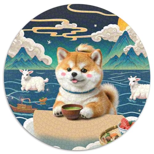 Miniatur Akita ​ 1000Jigsaws Presents niedlich Hund Round Puzzles Educational Stress Relieving Toy Adult Sophisticated Puzzle for Adults1000pcs (67.5x67.5cm) von JCOUSDAEO