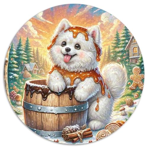 Miniatur American Eskimo Dog 1000 Puzzle Presents Süße Haustiere Round Jigsaw Puzzle Educational Stress Relieving Toy Adult Sophisticated Puzzle for Adults & Children1000pcs (67.5x67.5cm) von JCOUSDAEO