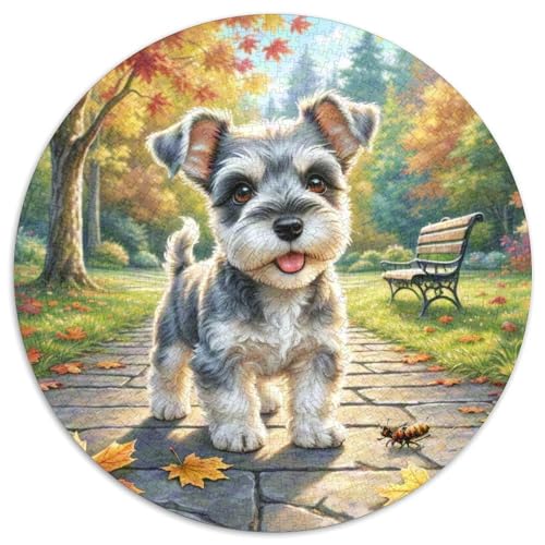 Miniatur Schnauzer ​ 1000Jigsaws Presents Süße Haustiere Round Puzzles Educational Stress Relieving Toy Adult Sophisticated Puzzle for Teenagers and Adults1000pcs (67.5x67.5cm) von JCOUSDAEO
