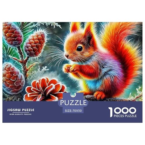Nettes Eichhörnchen 1000 Teile Puzzle Farbenfrohes Puzzle Für Erwachsene Und Kinder Niedliche kleine Tiere Geschicklichkeitsspiel Für Die Ganze Familie, Erwachsenenpuzzle 70x50cm/10 von JCOUSDAEO