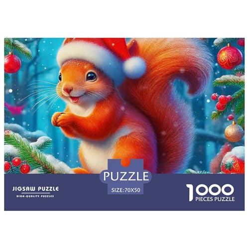 Nettes Eichhörnchen 1000 Teile Puzzle Farbenfrohes Puzzle Für Erwachsene Und Kinder Niedliche kleine Tiere Puzzles Für Erwachsene Lernspiel Herausforderungsspielzeug Erwachsenenpuzzle 70x50cm/1000p von JCOUSDAEO