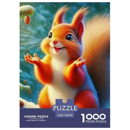 Nettes Eichhörnchen Puzzle 1000 Teile Farbenfrohes Puzzle Für Erwachsene Und Kinder Niedliche kleine Tiere Geschenke Für Frauen,Geschenke Für Männer Erwachsenenpuzzle 70x50cm/1000pcs von JCOUSDAEO