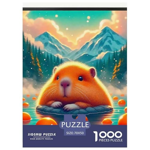 Niedliche Capybara 1000 Teile Puzzle EIN Herausforderndes Rätsel, Niedliche kleine Tiere Geschicklichkeitsspiel Für Die Ganze Familie, Erwachsenenpuzzle 70x50cm/1000pcs von JCOUSDAEO