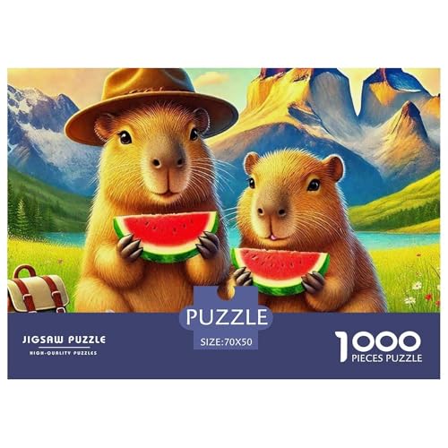 Niedliche Capybara 1000 Teile Puzzle Farbenfrohes Puzzle Für Erwachsene Und Kinder Niedliche kleine Tiere Geschenke Für Frauen,Geschenke Für Männer 1000-teilige Puzzles70x50cm/1000pcs von JCOUSDAEO
