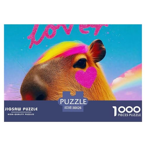 Niedliche Capybara 1000 Teile Puzzle Klassische Puzzles Schwer Für Erwachsene Und Kinder Niedliche kleine Tiere Geschicklichkeitsspiel Für Die Ganze Familie, 1000-teilige Puzzles38x26cm/1000pc von JCOUSDAEO