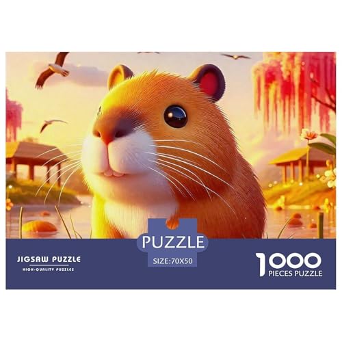 Niedliche Capybara 1000 Teile Puzzle Klassische Puzzles Schwer Für Erwachsene Und Kinder Niedliche kleine Tiere Geschicklichkeitsspiel Für Die Ganze Familie, 1000-teilige Puzzles70x50cm/1000pc von JCOUSDAEO