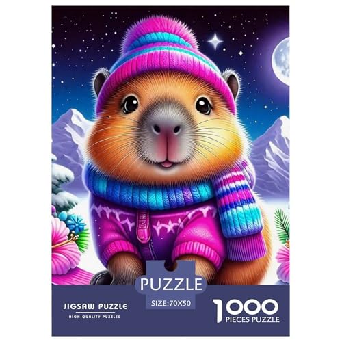Niedliche Capybara 1000 Teile Puzzle Klassische Puzzles Schwer Für Erwachsene Und Kinder Niedliche kleine Tiere Geschicklichkeitsspiel Für Die Ganze Familie, 1000-teilige Puzzles70x50cm/1000pc von JCOUSDAEO
