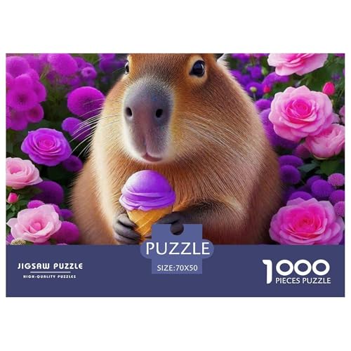 Niedliche Capybara 1000-teilige Puzzles Farbenfrohes Puzzle Für Erwachsene Und Kinder Niedliche kleine Tiere Puzzles Für Erwachsene Lernspiel Herausforderungsspielzeug70x50cm/1000pcs von JCOUSDAEO