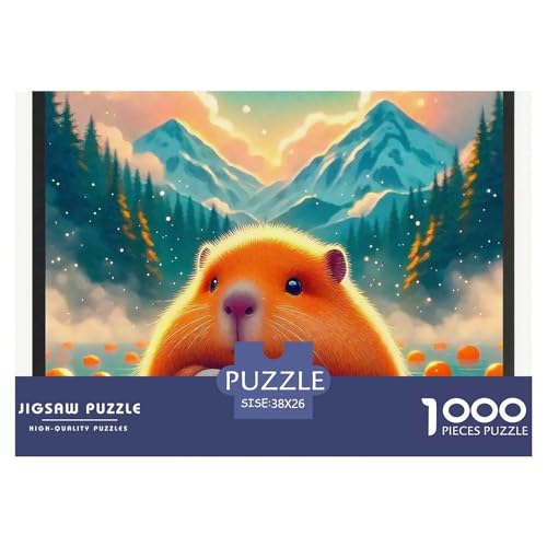 Niedliche Capybara Puzzle 1000 Teile EIN Herausforderndes Rätsel, Niedliche kleine Tiere Geschenke Für Frauen,Geschenke Für Männer Erwachsenenpuzzle 38x26cm/1000pcs von JCOUSDAEO