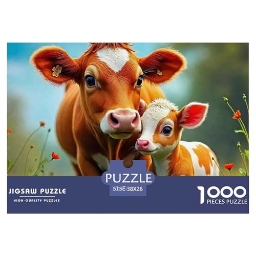 Niedliche kleine Kuh 1000 Teile Puzzle EIN Herausforderndes Rätsel, Süße Tiere Geschenke Für Frauen,Geschenke Für Männer 1000-teilige Puzzles Kinder38x26cm/1000pcs von JCOUSDAEO