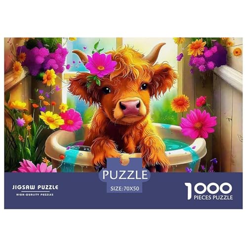 Niedliche kleine Kuh 1000 Teile Puzzle EIN Herausforderndes Rätsel, Süße Tiere Geschenke Für Frauen,Geschenke Für Männer 1000-teilige Puzzles Kinder70x50cm/1000pcs von JCOUSDAEO