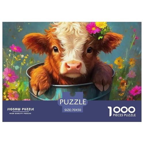 Niedliche kleine Kuh 1000 Teile Puzzle EIN Herausforderndes Rätsel, Süße Tiere Geschenke Für Frauen,Geschenke Für Männer 1000-teilige Puzzles Kinder70x50cm/1000pcs von JCOUSDAEO