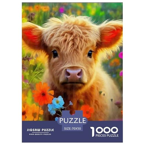 Niedliche kleine Kuh 1000 Teile Puzzle EIN Herausforderndes Rätsel, Süße Tiere Geschenke Für Frauen,Geschenke Für Männer Erwachsenenpuzzle 70x50cm/1000pcs von JCOUSDAEO