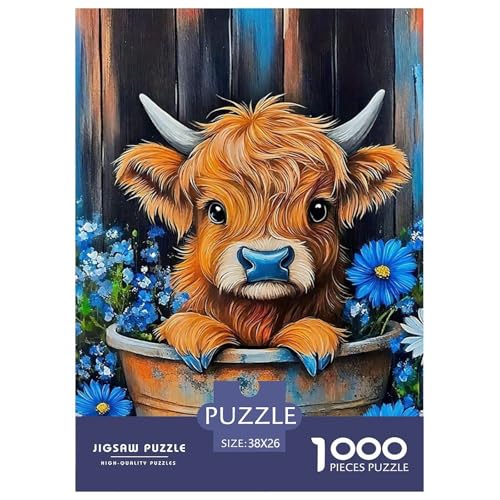 Niedliche kleine Kuh 1000 Teile Puzzle EIN Herausforderndes Rätsel, Süße Tiere Puzzles Für Erwachsene Lernspiel Herausforderungsspielzeug 1000-teilige Puzzles Kinder38x26cm/1000pcs von JCOUSDAEO