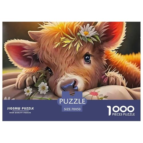 Niedliche kleine Kuh 1000 Teile Puzzle Farbenfrohes Puzzle Für Erwachsene Und Kinder Süße Tiere Geschenke Für Frauen,Geschenke Für Männer 1000-teilige Puzzles70x50cm/1000pcs von JCOUSDAEO
