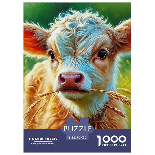 Niedliche kleine Kuh 1000 Teile Puzzle Farbenfrohes Puzzle Für Erwachsene Und Kinder Süße Tiere Geschicklichkeitsspiel Für Die Ganze Familie,buntes Legespiel 1000-teilige Puzzles70x50cm/1000pcs von JCOUSDAEO