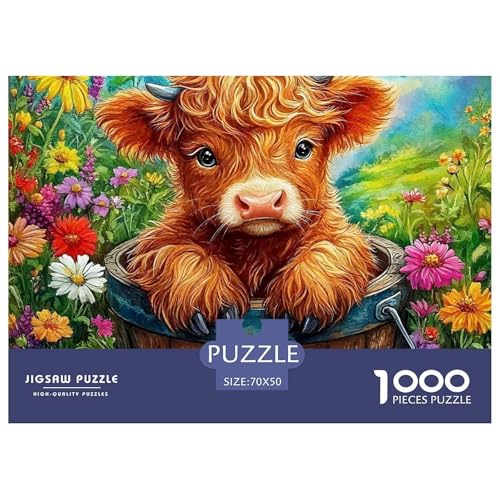 Niedliche kleine Kuh 1000 Teile Puzzle Klassische Puzzles Schwer Für Erwachsene Und Kinder Süße Tiere Geschicklichkeitsspiel Für Die Ganze Familie, 1000-teilige Puzzles70x50cm/1000pcs von JCOUSDAEO