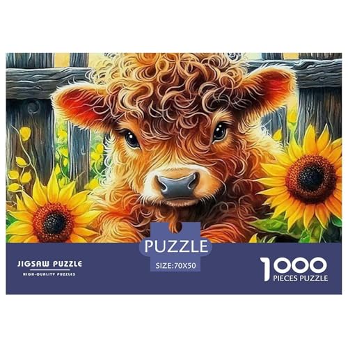 Niedliche kleine Kuh 1000 Teile Puzzle Klassische Puzzles Schwer Für Erwachsene Und Kinder Süße Tiere Geschicklichkeitsspiel Für Die Ganze Familie, 1000-teilige Puzzles70x50cm/1000pcs von JCOUSDAEO