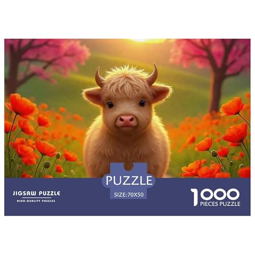 Niedliche kleine Kuh 1000 Teile Puzzle Klassische Puzzles Schwer Für Erwachsene Und Kinder Süße Tiere Geschicklichkeitsspiel Für Die Ganze Familie, Erwachsenenpuzzle 70x50cm/1 von JCOUSDAEO