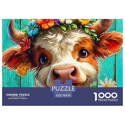 Niedliche kleine Kuh 1000 Teile Puzzle Klassische Puzzles Schwer Für Erwachsene Und Kinder Süße Tiere Geschicklichkeitsspiel Für Die Ganze Familie,buntes Legespiel 1000-teilige Puzzles70x50cm/1000pcs von JCOUSDAEO