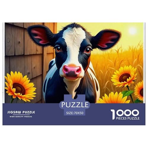 Niedliche kleine Kuh 1000 Teile Puzzle Klassische Puzzles Schwer Für Erwachsene Und Kinder Süße Tiere Geschicklichkeitsspiel Für Die Ganze Familie,buntes Legespiel Erwachsenenpuzzle 70x50cm/1 von JCOUSDAEO