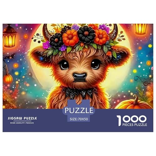 Niedliche kleine Kuh 1000 Teile Puzzle Klassische Puzzles Schwer Für Erwachsene Und Kinder Süße Tiere Geschicklichkeitsspiel Für Die Ganze Familie,buntes Legespiel Erwachsenenpuzzle 70x50cm/1 von JCOUSDAEO