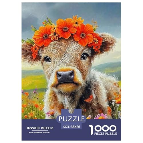 Niedliche kleine Kuh 1000-teilige Puzzles EIN Herausforderndes Rätsel, Süße Tiere Geschicklichkeitsspiel Für Die Ganze Familie, Kinder38x26cm/1000pcs von JCOUSDAEO