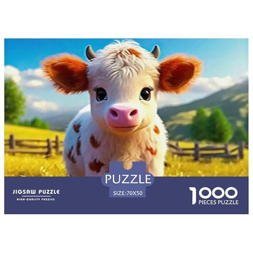 Niedliche kleine Kuh Puzzle 1000 Teile EIN Herausforderndes Rätsel, Süße Tiere Geschenke Für Frauen,Geschenke Für Männer 1000-teilige Puzzles Kinder70x50cm/1000pcs von JCOUSDAEO