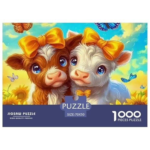 Niedliche kleine Kuh Puzzle 1000 Teile EIN Herausforderndes Rätsel, Süße Tiere Geschenke Für Frauen,Geschenke Für Männer 1000-teilige Puzzles Kinder70x50cm/1000pcs von JCOUSDAEO