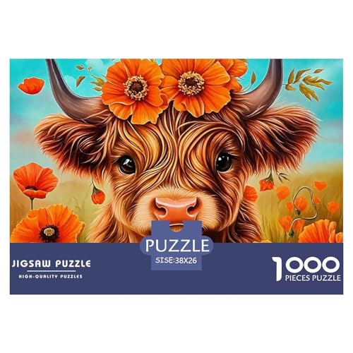 Niedliche kleine Kuh Puzzle 1000 Teile EIN Herausforderndes Rätsel, Süße Tiere Geschenke Für Frauen,Geschenke Für Männer Erwachsenenpuzzle 38x26cm/1000pcs von JCOUSDAEO
