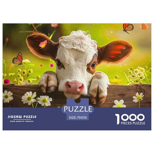 Niedliche kleine Kuh Puzzle 1000 Teile EIN Herausforderndes Rätsel, Süße Tiere Geschicklichkeitsspiel Für Die Ganze Familie,buntes Legespiel 1000-teilige Puzzles Kinder70x50cm/1000pcs von JCOUSDAEO