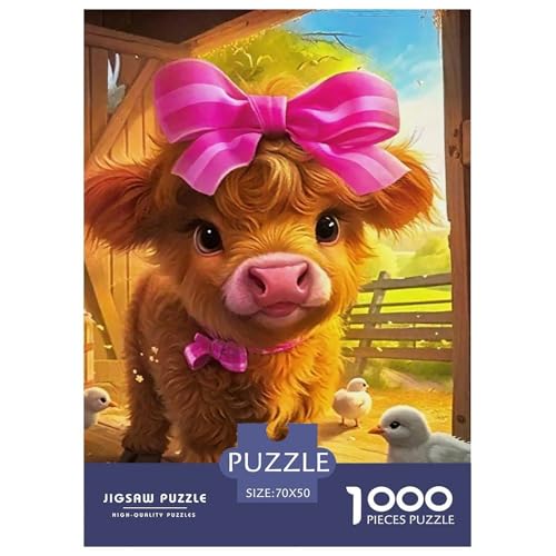 Niedliche kleine Kuh Puzzle 1000 Teile EIN Herausforderndes Rätsel, Süße Tiere Geschicklichkeitsspiel Für Die Ganze Familie,buntes Legespiel 1000-teilige Puzzles Kinder70x50cm/1000pcs von JCOUSDAEO