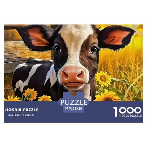 Niedliche kleine Kuh Puzzle 1000 Teile Farbenfrohes Puzzle Für Erwachsene Und Kinder Süße Tiere Geschicklichkeitsspiel Für Die Ganze Familie,buntes Legespiel 1000-teilige Puzzles38x26cm/1000pcs von JCOUSDAEO