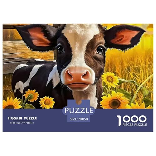 Niedliche kleine Kuh Puzzle 1000 Teile Farbenfrohes Puzzle Für Erwachsene Und Kinder Süße Tiere Geschicklichkeitsspiel Für Die Ganze Familie,buntes Legespiel 1000-teilige Puzzles70x50cm/1000pcs von JCOUSDAEO