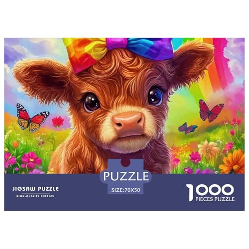 Niedliche kleine Kuh Puzzle 1000 Teile Farbenfrohes Puzzle Für Erwachsene Und Kinder Süße Tiere Geschicklichkeitsspiel Für Die Ganze Familie,buntes Legespiel 1000-teilige Puzzles70x50cm/1000pcs von JCOUSDAEO
