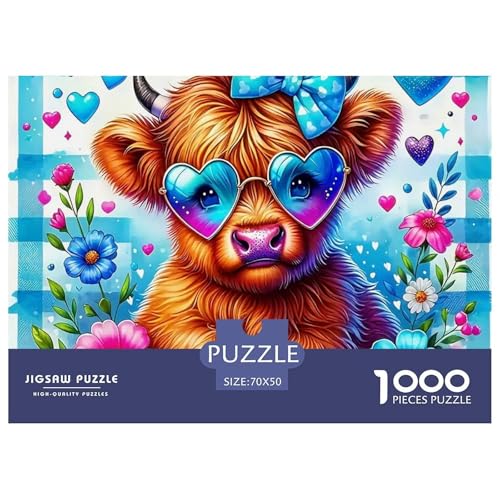 Niedliche kleine Kuh Puzzle 1000 Teile Farbenfrohes Puzzle Für Erwachsene Und Kinder Süße Tiere Geschicklichkeitsspiel Für Die Ganze Familie,buntes Legespiel 1000-teilige Puzzles70x50cm/1000pcs von JCOUSDAEO