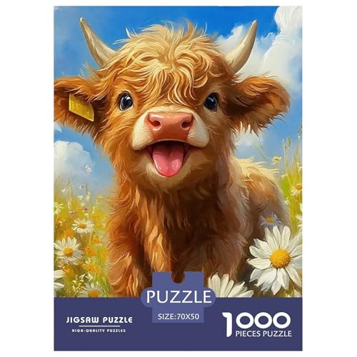 Niedliche kleine Kuh Puzzle 1000 Teile Farbenfrohes Puzzle Für Erwachsene Und Kinder Süße Tiere Geschicklichkeitsspiel Für Die Ganze Familie,buntes Legespiel 1000-teilige Puzzles70x50cm/1000pcs von JCOUSDAEO