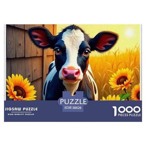 Niedliche kleine Kuh Puzzle 1000 Teile Klassische Puzzles Schwer Für Erwachsene Und Kinder Süße Tiere Geschicklichkeitsspiel Für Die Ganze Familie,buntes Legespiel 1000-teilige Puzzles38x26cm/1000pcs von JCOUSDAEO