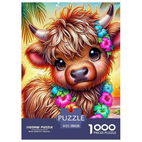 Niedliche kleine Kuh Puzzle 1000 Teile Klassische Puzzles Schwer Für Erwachsene Und Kinder Süße Tiere Geschicklichkeitsspiel Für Die Ganze Familie,buntes Legespiel 1000-teilige Puzzles38x26cm/1000pcs von JCOUSDAEO