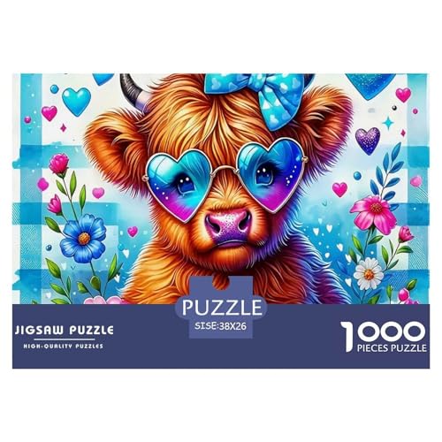 Niedliche kleine Kuh Puzzle 1000 Teile Klassische Puzzles Schwer Für Erwachsene Und Kinder Süße Tiere Geschicklichkeitsspiel Für Die Ganze Familie,buntes Legespiel 1000-teilige Puzzles38x26cm/1000pcs von JCOUSDAEO