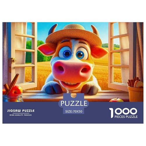 Niedliche kleine Kuh Puzzle 1000 Teile Klassische Puzzles Schwer Für Erwachsene Und Kinder Süße Tiere Geschicklichkeitsspiel Für Die Ganze Familie,buntes Legespiel 1000-teilige Puzzles70x50cm/1000pcs von JCOUSDAEO