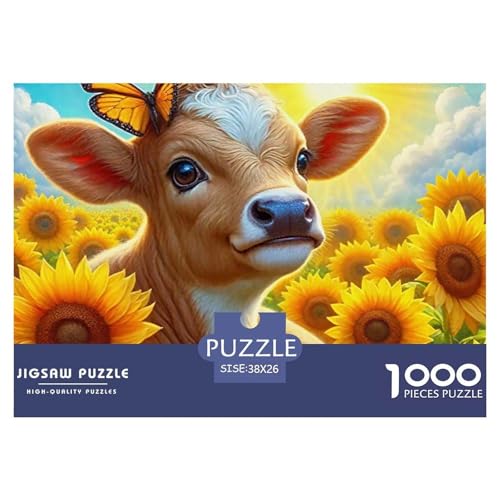 Niedliche kleine Kuh Puzzle 1000 Teile Klassische Puzzles Schwer Für Erwachsene Und Kinder Süße Tiere Geschicklichkeitsspiel Für Die Ganze Familie,buntes Legespiel Erwachsenenpuzzle 38x26cm/1 von JCOUSDAEO