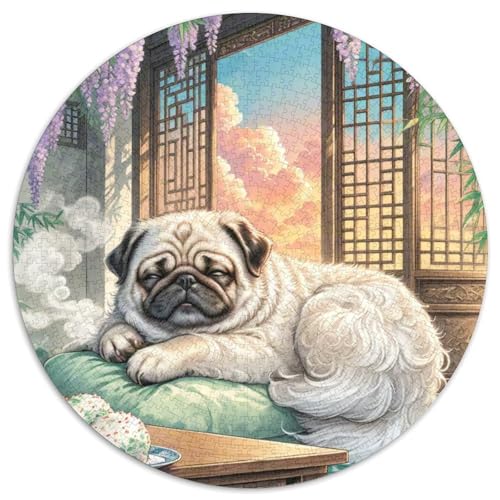 Pekinger ​ 1000 Jigsaw Puzzles Creative Gifts Haustierhund Round Puzzles Educational Stress Relieving Toy Adult Sophisticated Puzzle for Adults & Children1000pcs (67.5x67.5cm) von JCOUSDAEO