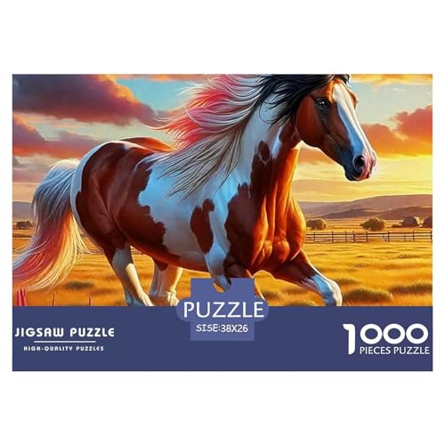 Pferd 1000 Teile Puzzle EIN Herausforderndes Rätsel, Puzzles Für Erwachsene Lernspiel Herausforderungsspielzeug Erwachsenenpuzzle38x26cm/1000pcs von JCOUSDAEO