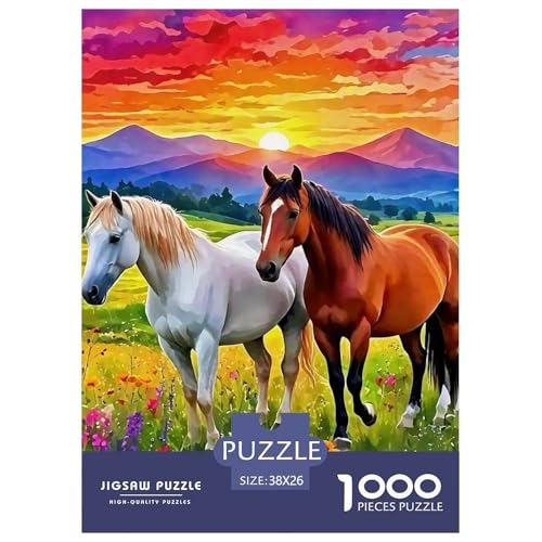 Pferd Puzzle 1000 Teile Klassische Puzzles Schwer Für Erwachsene Und Kinder Puzzles Für Erwachsene Lernspiel 1000-teilige Puzzles38x26cm/1000pcs von JCOUSDAEO