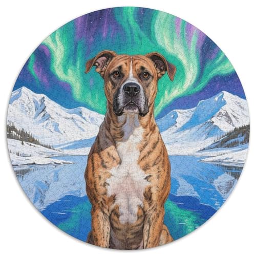 Pit Bull Terrier 1000 Jigsaw Puzzles Presents niedlich Hund Round Puzzles Educational Stress Relieving Toy Adult Sophisticated for Adults1000pcs (67.5x67.5cm) von JCOUSDAEO