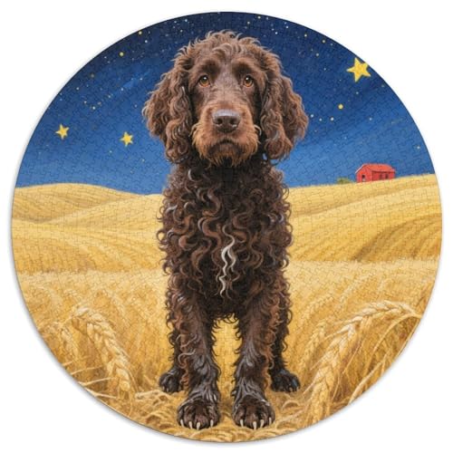 Portugiesischer Wasserschäferhund 1000 Puzzle Presents niedlich Hund Round Puzzle Educational Stress Relieving Toy Adult Sophisticated for Teenagers and Adults1000pcs (67.5x67.5cm) von JCOUSDAEO
