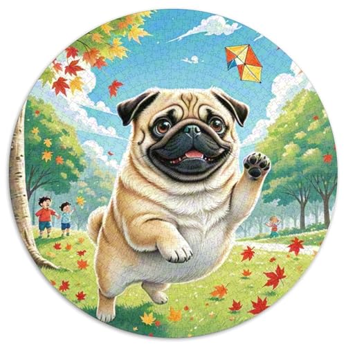 Pug​ 1000Jigsaws Presents Süße Haustiere Round Jigsaw Puzzle Educational Stress Relieving Toy Adult Sophisticated Puzzle for Adults1000pcs (67.5x67.5cm) von JCOUSDAEO